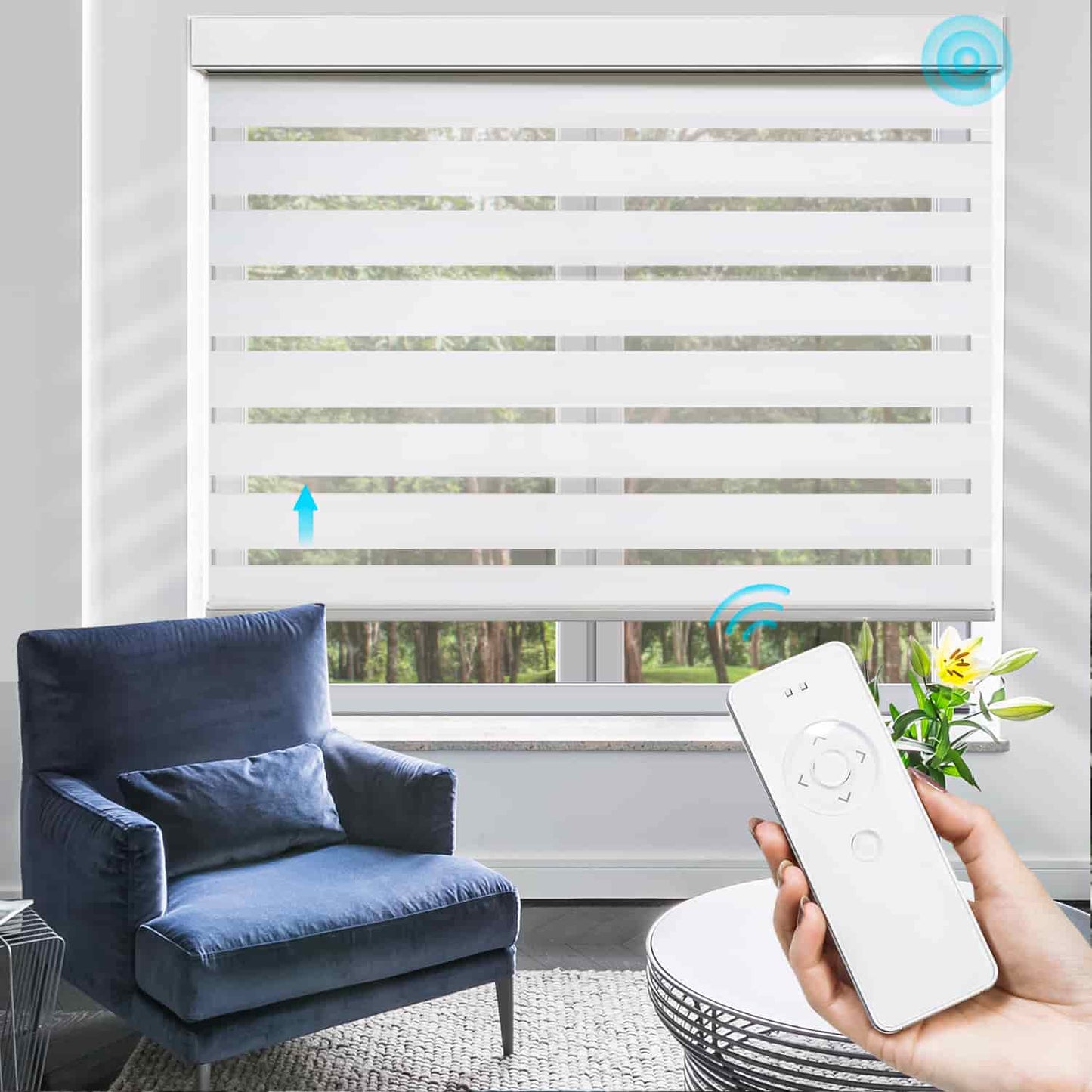 Copy Of Smart Home Motorized Zebra Blinds, ECLIPSE Blackout (Max width. 96in)