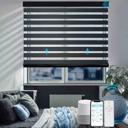 Copy Of Smart Home Motorized Zebra Blinds, ECLIPSE Blackout (Max width. 96in)